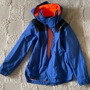 The North Face Resolve Blue black Print Windbreaker Rain Zip-Up Jacket Kid Small
